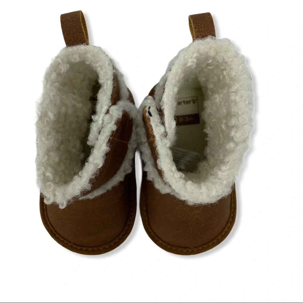 Faux suede shearling baby booties‎ 0-3 month